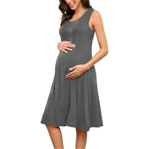 PARNIXS Women's Fashion Maternity Dress Sleeveless Dresses with Pockets